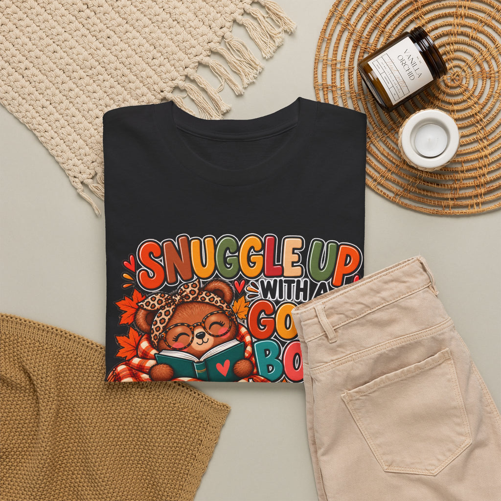 Cozy Fall Reading T‑Shirt - "Snuggle Up With A Good Book" Cute Autumn Booklover Tee