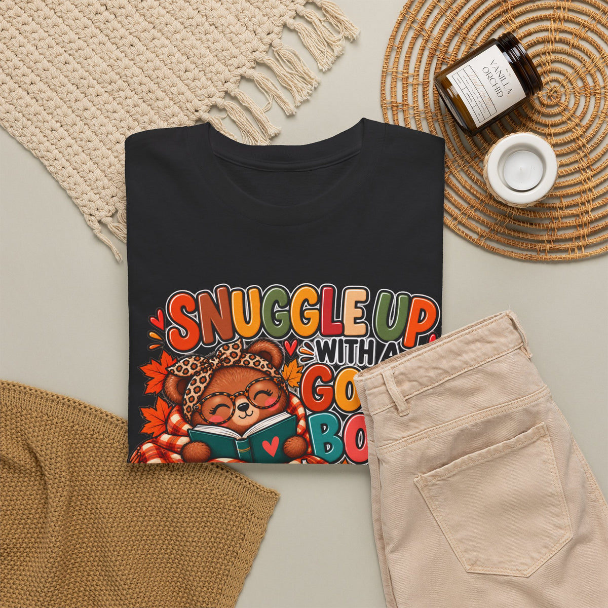 Cozy Fall Reading T‑Shirt - "Snuggle Up With A Good Book" Cute Autumn Booklover Tee