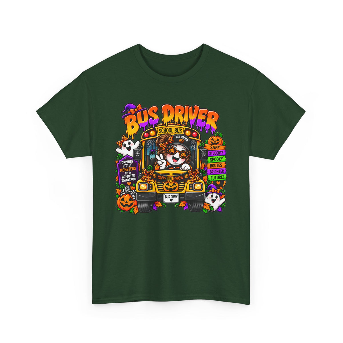 Halloween Bus Driver T‑Shirt – Cute Spooky School Bus Tee