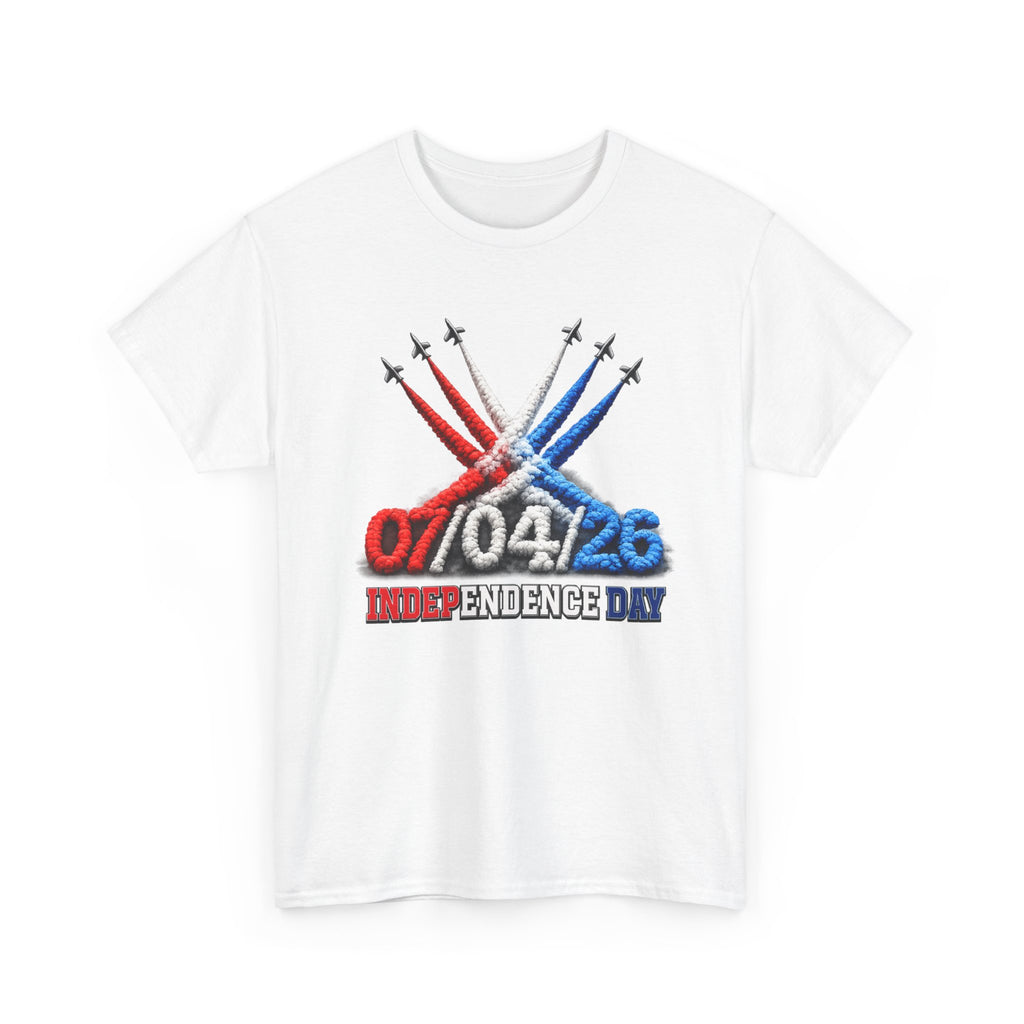 Independence Day Jet Flyover T-Shirt — 07/04/26 Patriotic Red White Blue Tee
