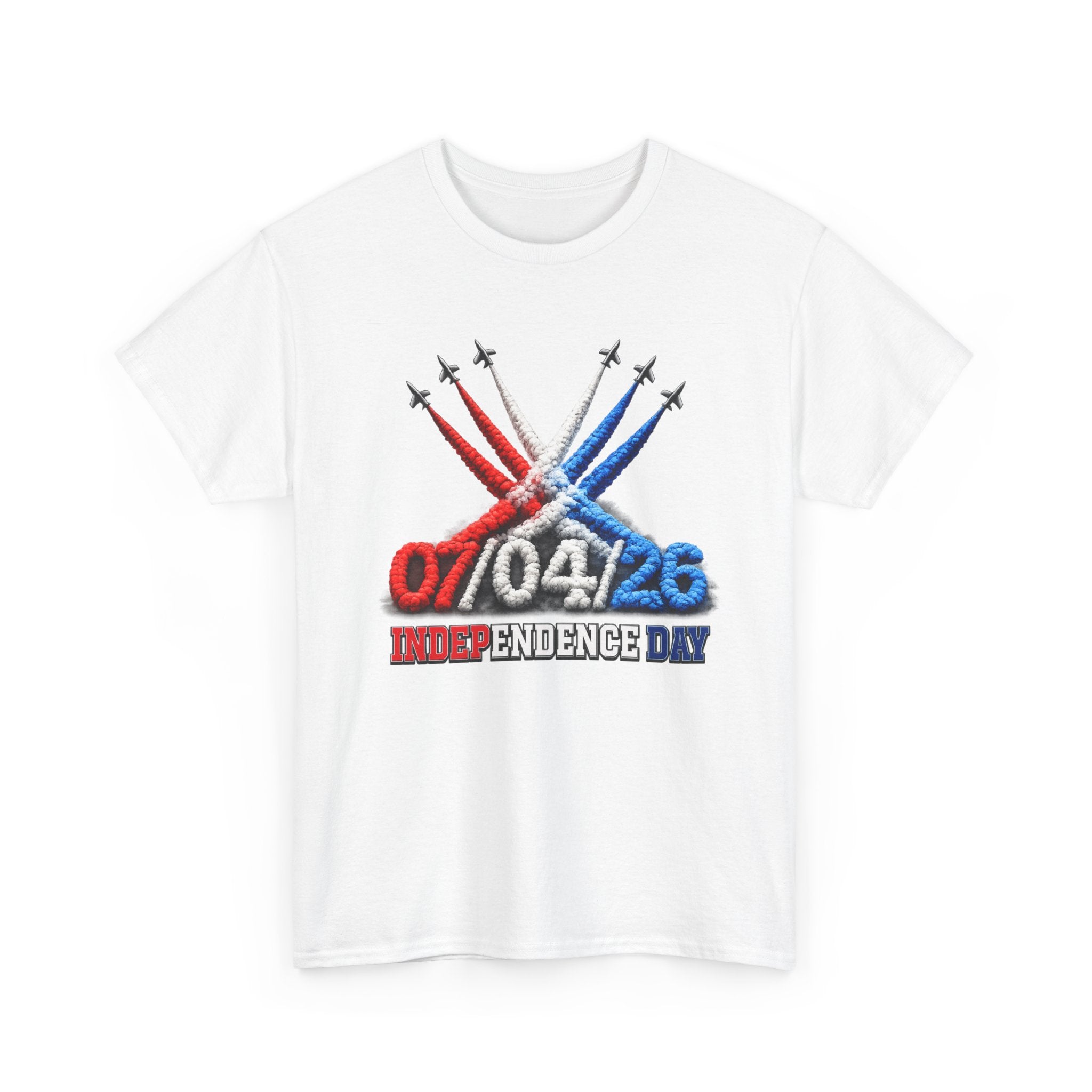 Independence Day Jet Flyover T-Shirt — 07/04/26 Patriotic Red White Blue Tee