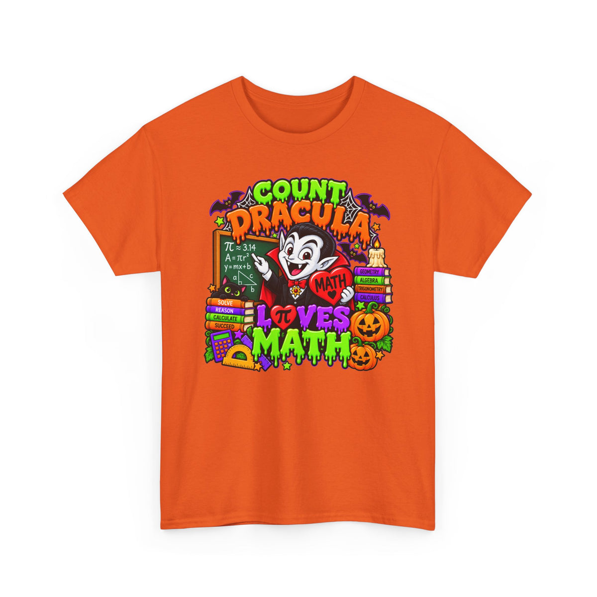 Count Dracula Loves Math T-Shirt – Halloween Teacher / Math Lover Tee