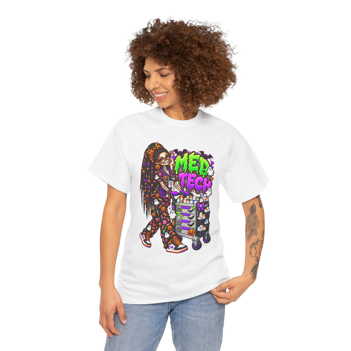 Med Tech Halloween Skeleton Graphic T-Shirt