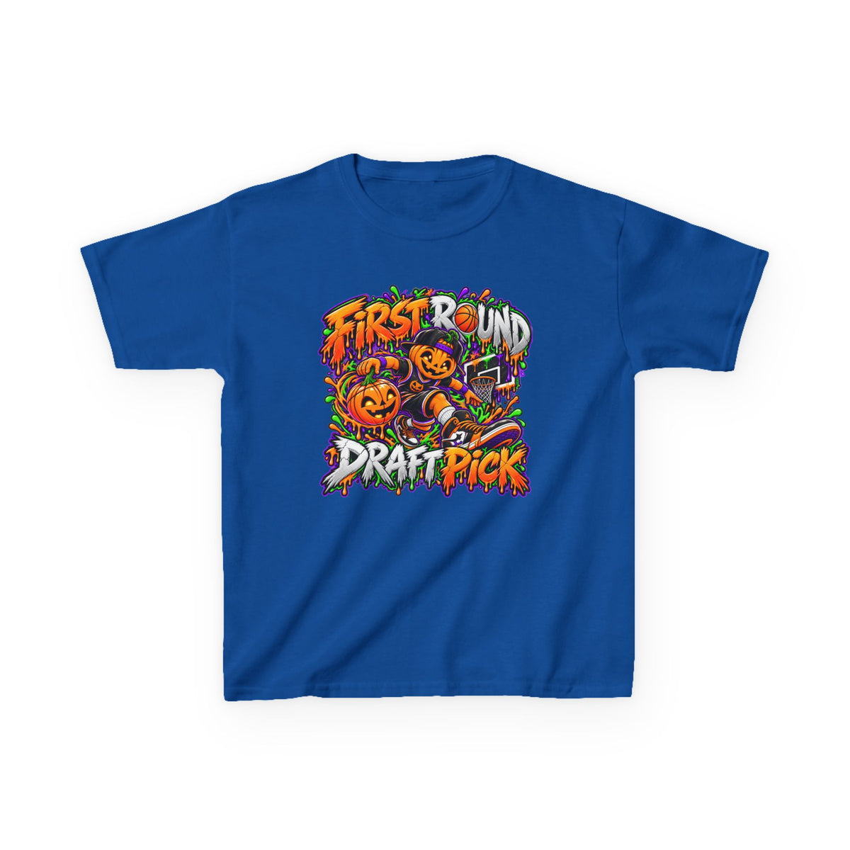 Kids T‑Shirt — 'First Round Draft Pick' Halloween Pumpkin Graphic Tee