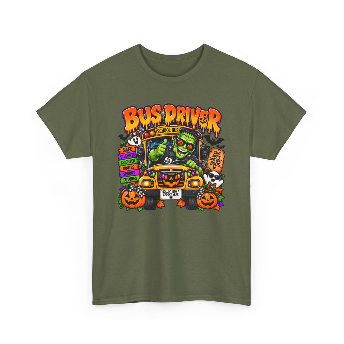 Halloween Bus Driver Tee — Funny School Bus Driver Pumpkin Design