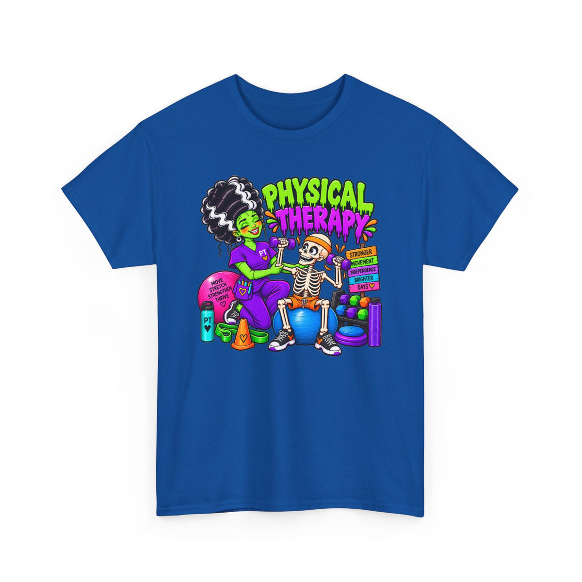 Physical Therapy T-Shirt — Fun Skeleton PT Design for Therapists & Rehab Fans