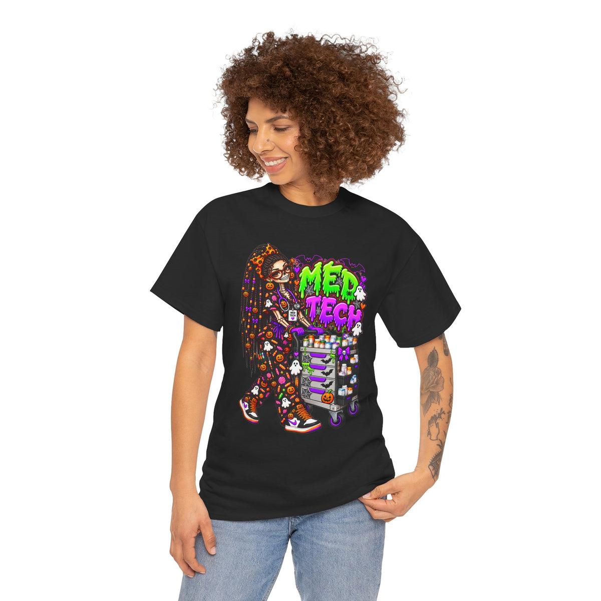 Med Tech Halloween Skeleton Graphic T-Shirt